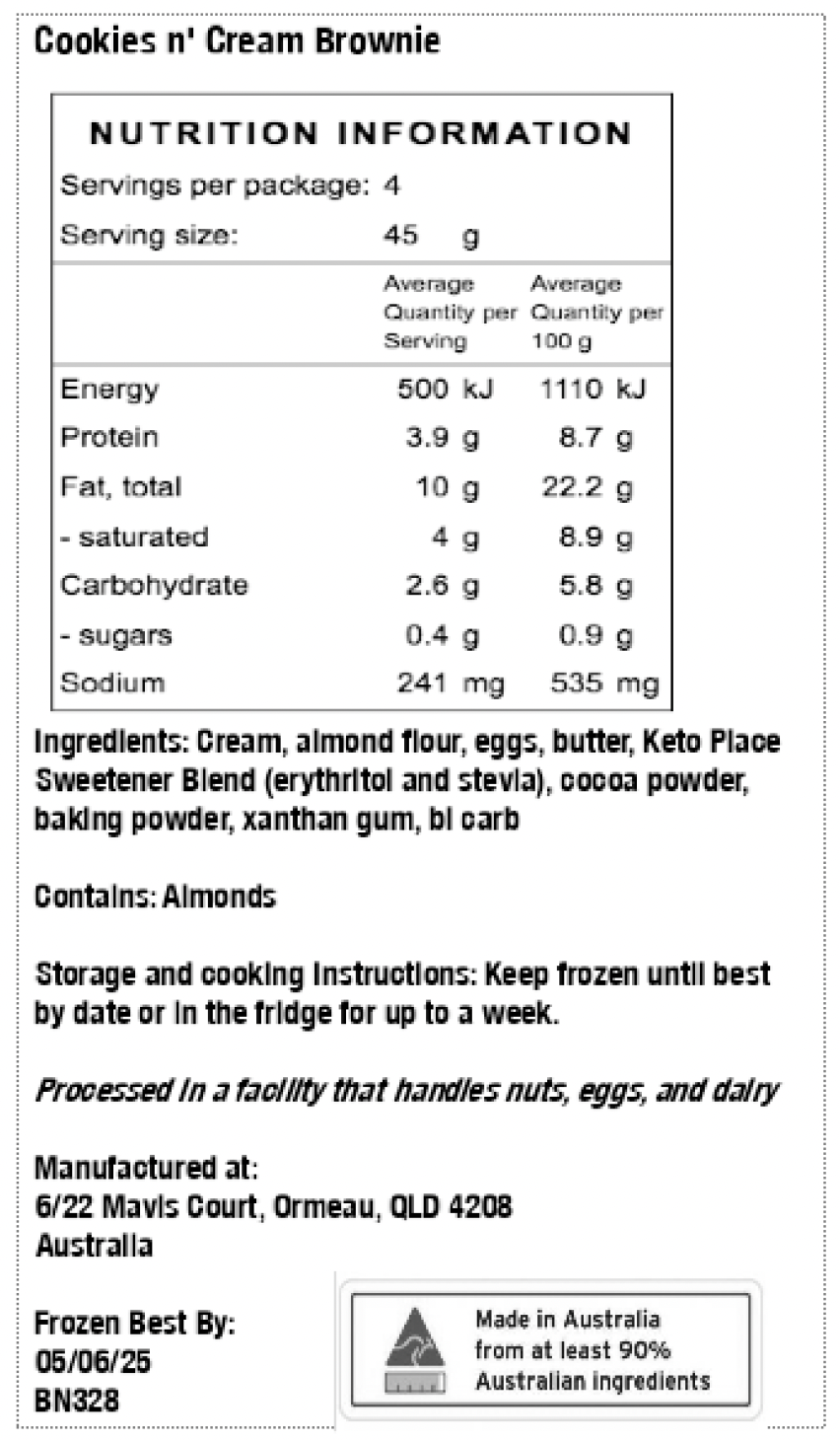 Cookies n' Cream Brownies  - 4pk Gluten Free/Keto