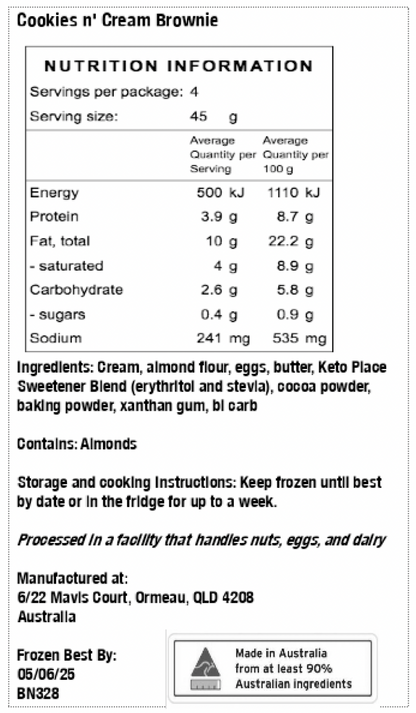 Cookies n' Cream Brownies  - 4pk Gluten Free/Keto